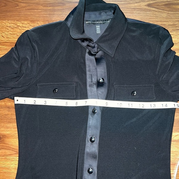 White House Black Market WHBM Long Sleeve Satin-Trim Shirt Dress XXS - Picture 6 of 10